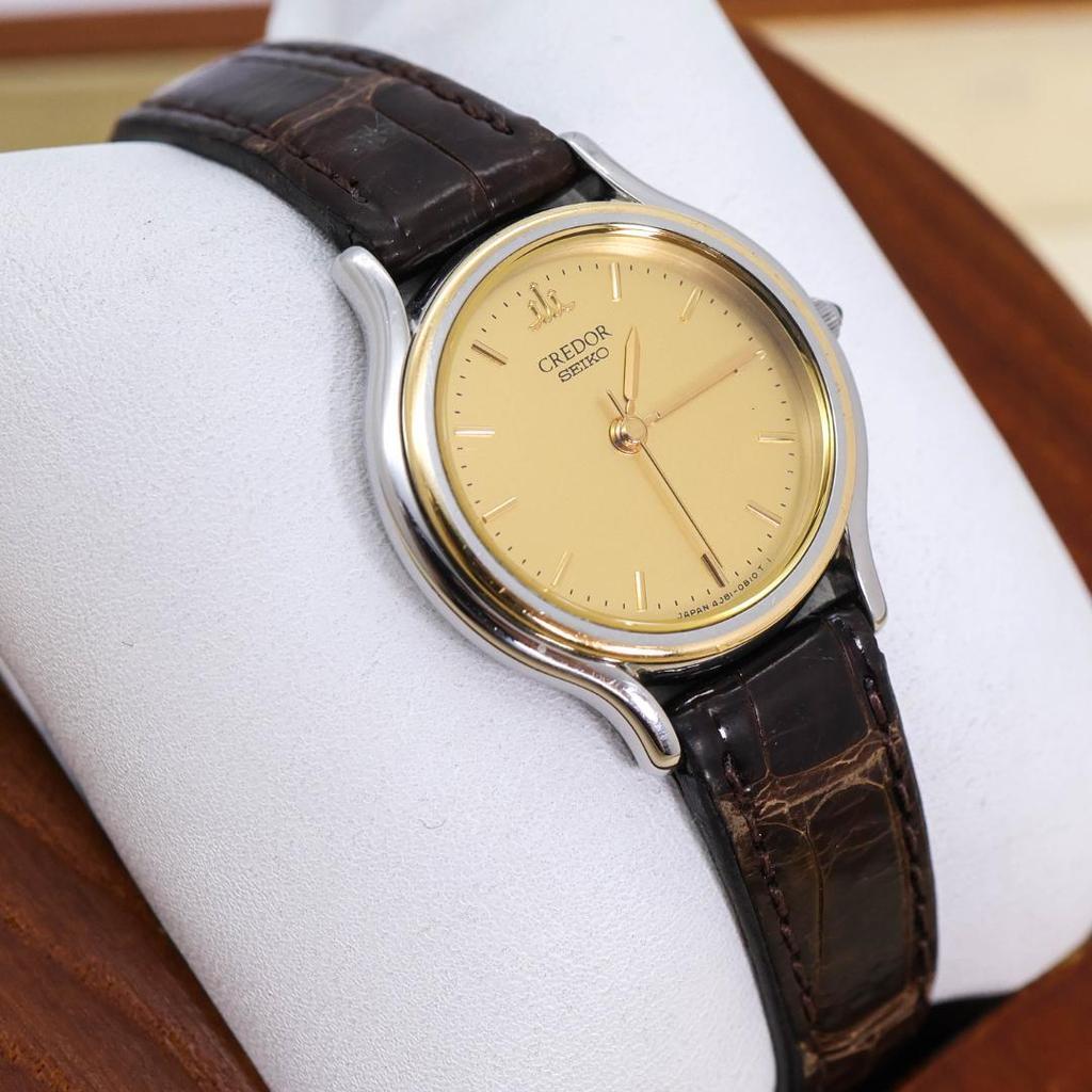 [USED] Working SEIKO CREDOR watch with 18K gold bezel, women's classic style, model 2402