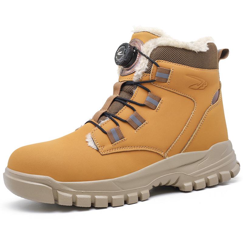 Steel Toe Winter Cotton Slip-On Work Shoes: Superfiber Leather, Anti-Smash, Anti-Puncture, High-Top Safety Footwear.