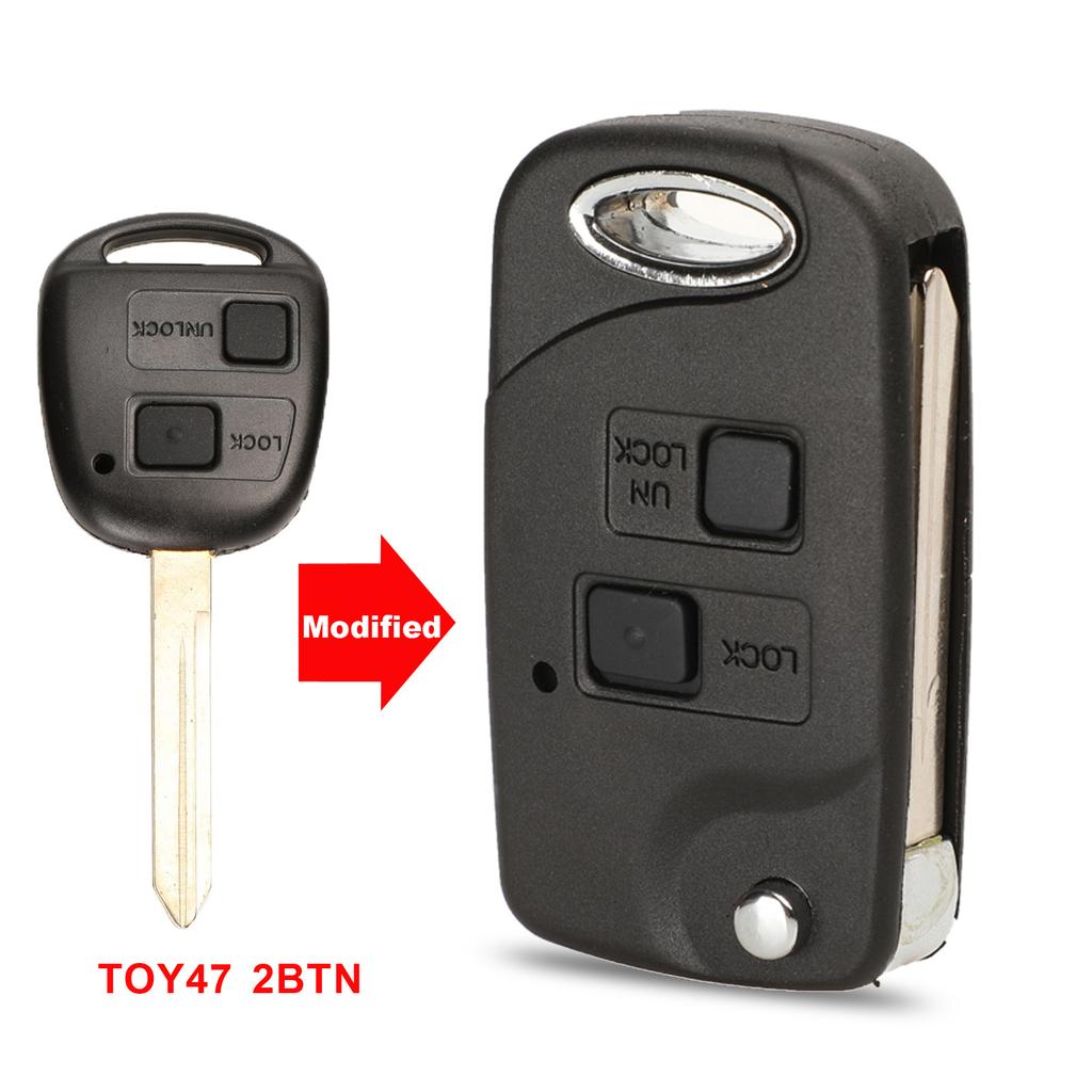 Jingyuqin Telecomando Pieghevole a Scatto Guscio Chiave Auto per Toyota Yaris Carina Corolla Avensis Copertura Toy43 Toy47 Toy48 Con Pulsanti