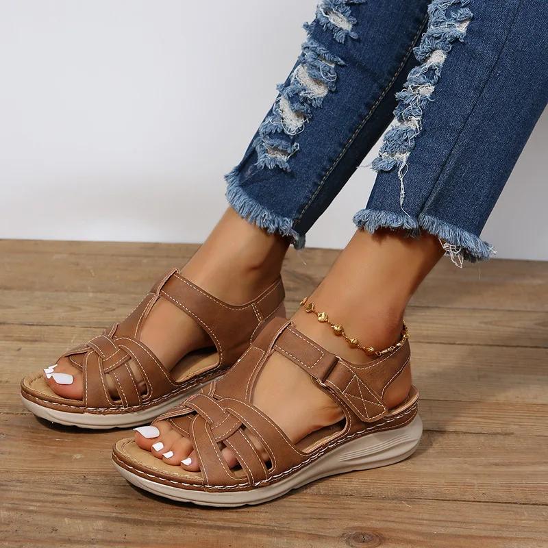 Fashion Women's Simple Wedge Sandals Casual Ankle Strap Platform Sandals Women's Comfortable Sandals