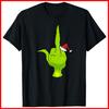 Funny Green Hand Middle Finger Xmas Santa Black Cotton T-Shirt S-5XL