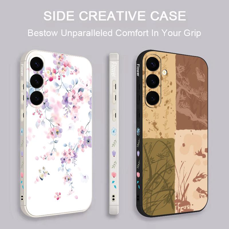 Custodia con Motivo Floreale Pittura ad Olio per Samsung S26 S25 Ultra S24 S23 S22 Plus S21 FE A15 A16 A17 A35 A36 A54 A55 A56 5G Cover Morbida in Silicone