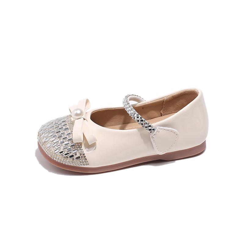 Spring and Autumn New Korean Style Girls Crystal Shoes Sequined Soft Bottom Leather Shoes