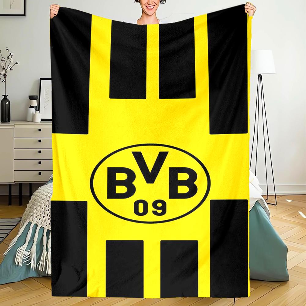 Borussia Dortmund Thema Bedruckte Decke - Perfekt für Sofa, Bett, Reisen & Outdoor-Nutzung | Maschinenwaschbar, Gemütlich & Langlebig.
