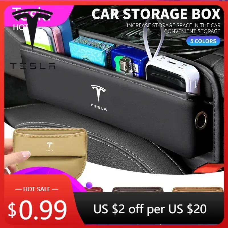 Car Sticker 2025 New Tesla Car Seat Gap Organizer Storage Box Multifunction Holder For Tesla Model Y 2020 -2024 Model 3 Highland