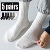 5 Pairs/Lot Men Socks Breathable Solid Color Outdoor Sport Middle Tube Casual Sock