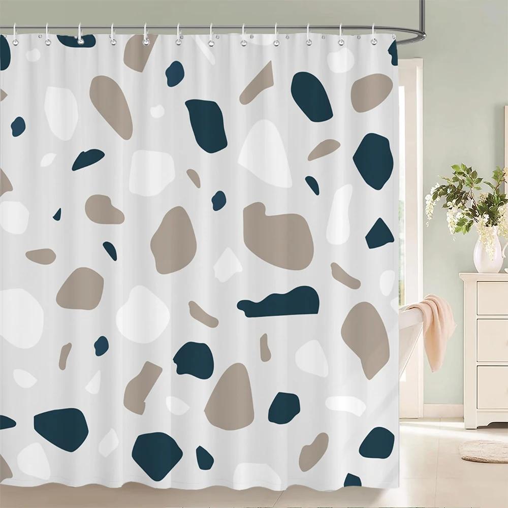 Modern Nordic Mosaic Pattern Shower Curtains Bathroom Polyester Bath Curtains Printing Shower Curtain Decor With Hooks Curtain