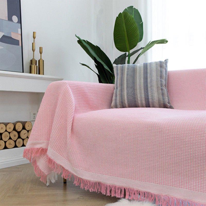 

Export Cotton Knitted Sofa Towel Backrest Fabric Powder + White Honeycomb 90*90