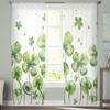 Sommerpflanzen Vierblättriges Gras Grün Aquarell Schlafzimmer Vorhänge Tüll Transparenter Vorhang Wohnzimmer Heimdeko Voile Drapierungen