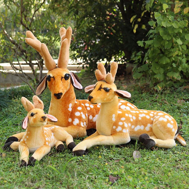 Bai Fen Bai Dolls And Toys Cute Simulation Sika Deer Doll Plush Toy Zoo Deer Doll Children Soothing Doll