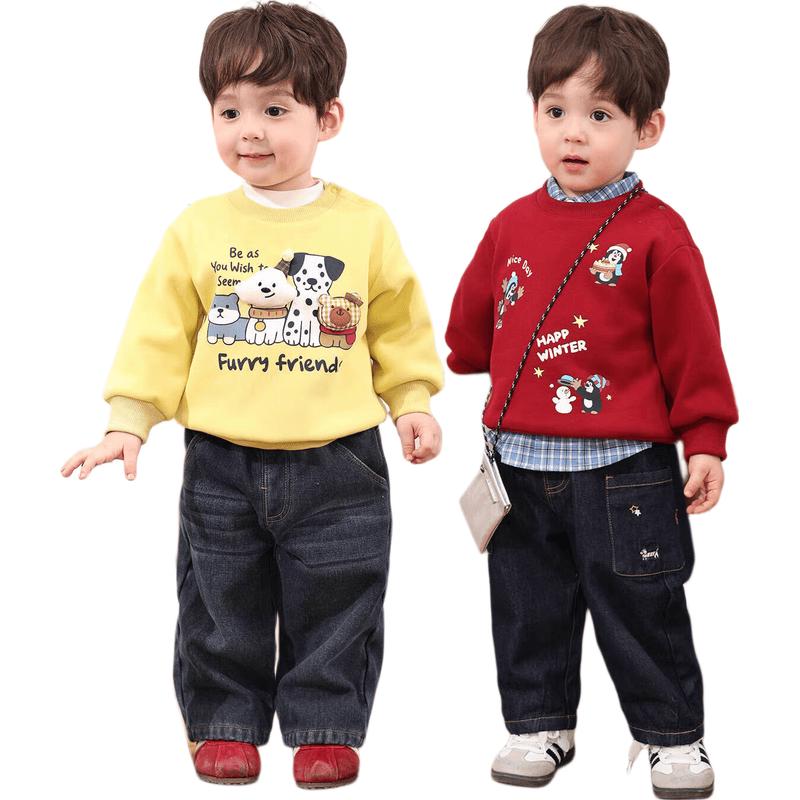LUSON Boys' Plush 3D Doll Sweatshirt