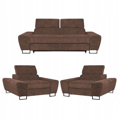 Zestaw mebli wypoczynkowych salonu Savio Sofa 2os fotele brąz