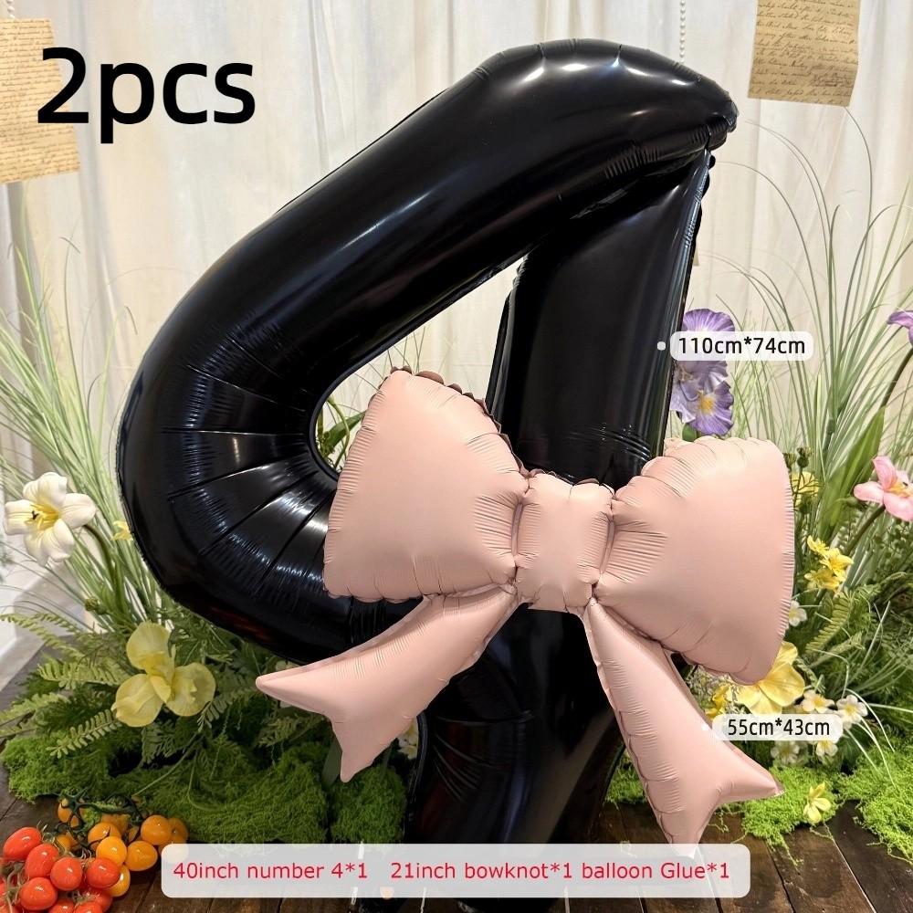 

2 шт. 40-дюймові повітряні кулі з алюмінієвої фольги, чорні кулі з бантом, нові кулі з цифрами, весілля, день народження 4
