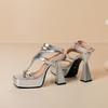 Women's High-heeled Sandals Summer New Sexy European and American Style Waterproof Table Large Size Open-toed Sandals