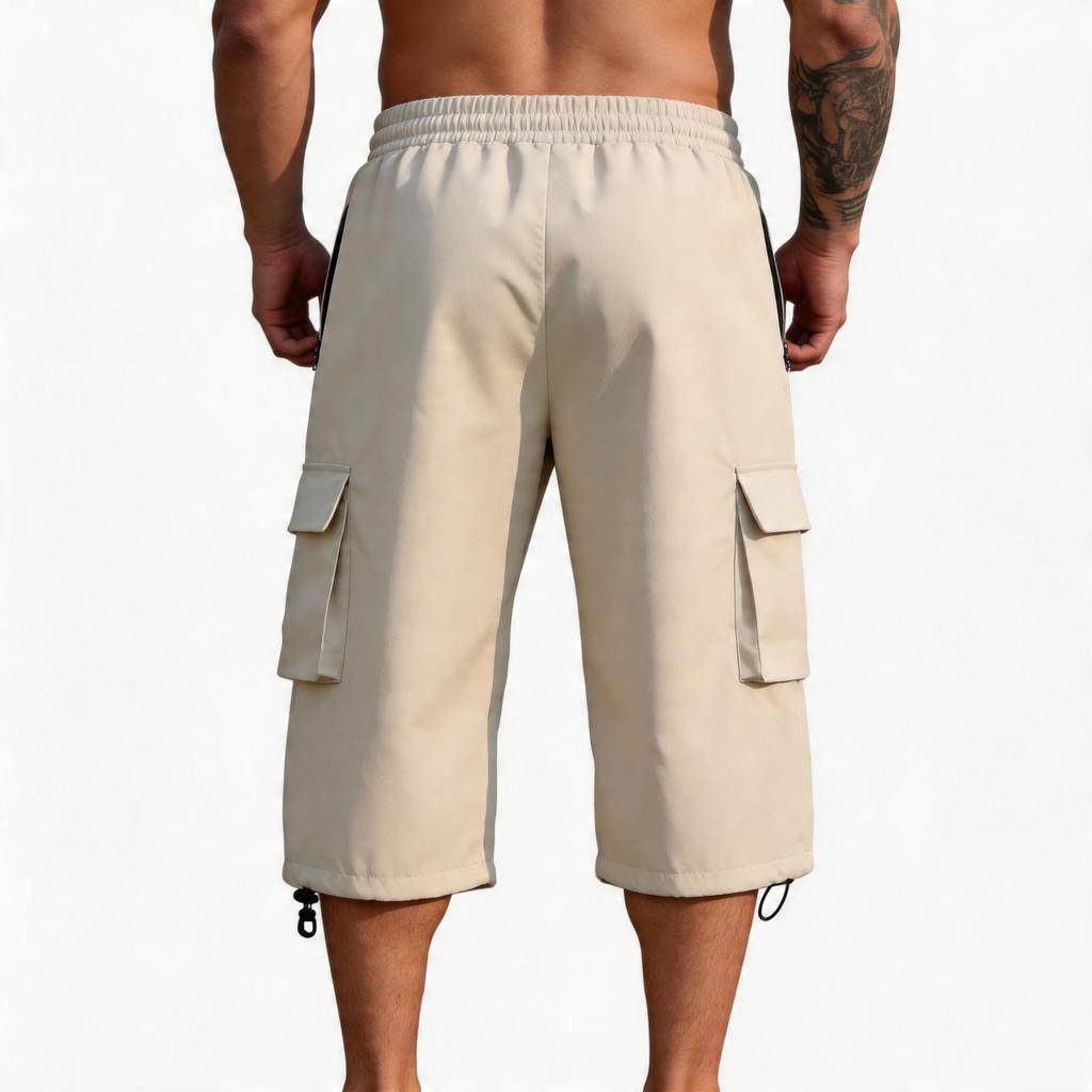 Men's Casual And Fashionable Lace-up Lightweight Sports Shorts - Men's Loose Multi-pocket Work Pants