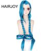 HAIRJOY Cosplay Lol Jinx 100cm Long Blue with Double Braids  Halloween  Anime Costume Wig Heat Resistant Synthetic Hair