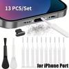 13/10PCS Cell Phone Charging Port Dust Plug with Cleaning Brush for iPhone 14 Pro Max Samsung Xiaomi iOS Type C Cleaner Set
