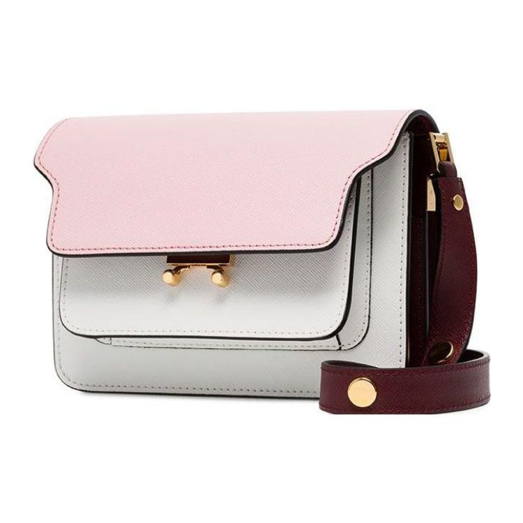 Marni Boxy Three-Color Leather Shoulder Bag Women Bags White SBMPS01U15LV520