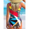Women's Abstract Geometric Print Scoop Neck One-Piece Swimsuit