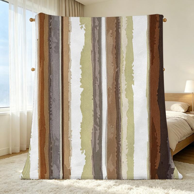 Lightweight Flannel Throw Blanket Soft, Skin-friendly Striped Warm Blanket for Home, Office Napping, Christmas & Halloween