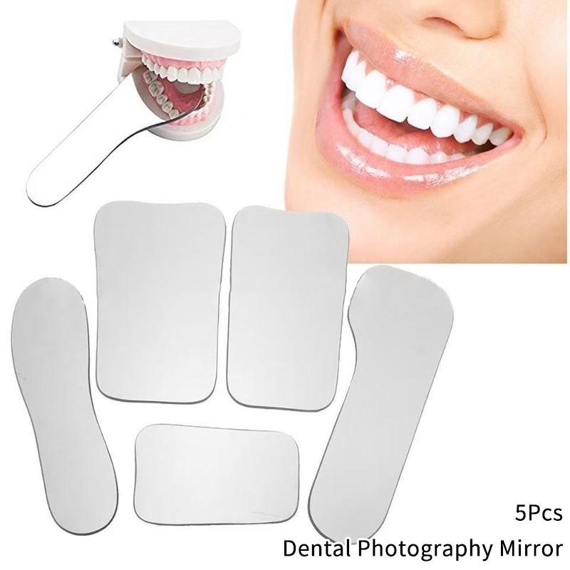 

5 шт. Стоматологическое фотографическое зеркало Двусторонние зеркала Стеклянный материал Внутриротовой фотографический рефлектор с защитной крышкой 5Pcs
