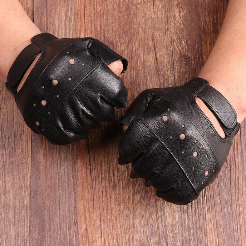 New Sheepskin Half-finger Sports Gloves Tactical Half-section Fitness Exercise Outdoor Riding Sunshade Leaking Finger Leather Gloves