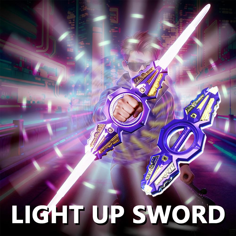 Double-Edged Lightsaber Sound Flash LED Light Type-C Charging Multi-color Fire Spin Sword Shine Cosplay Sword Toy Party Gifts