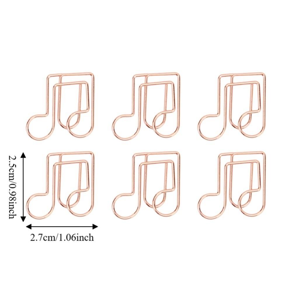 Music Note Shape Paper Clips Rose Gold Electroplating Metal Small Paper Clips Decorative Rustproof Cute Paper Clips