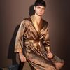 High Quality Nightrobes Men Summer Thin Bathrobe Large Size Ice Silk Printed Pajamas One-piece Robe Male Loungewear Gents Spring