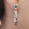 Vintage Red Green Synthetic Turquoise Hollow Circle Dangle Earrings Women Bohemian Style Silvery Plated Holiday Jewelry