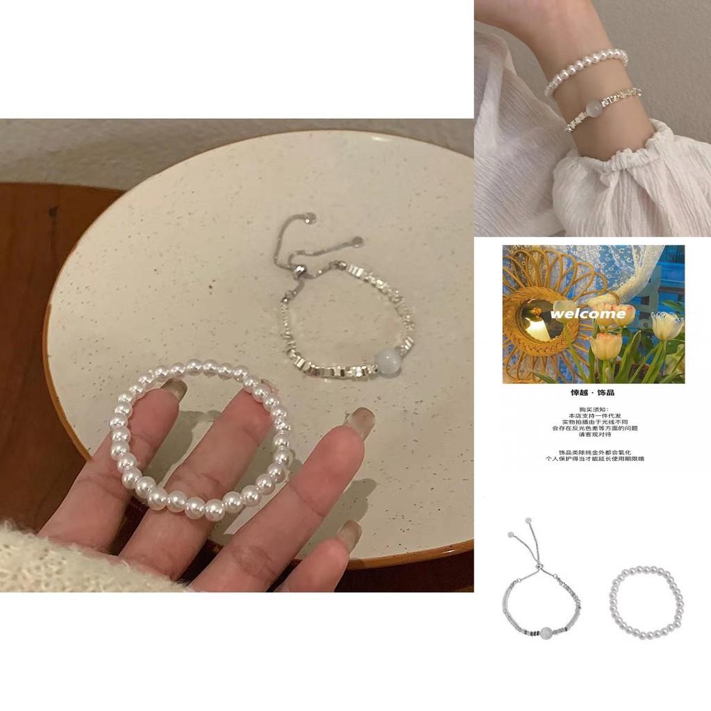 Exquisite Irregular Silver Pearl Layering Bracelet Chic Fashionable Jewelry