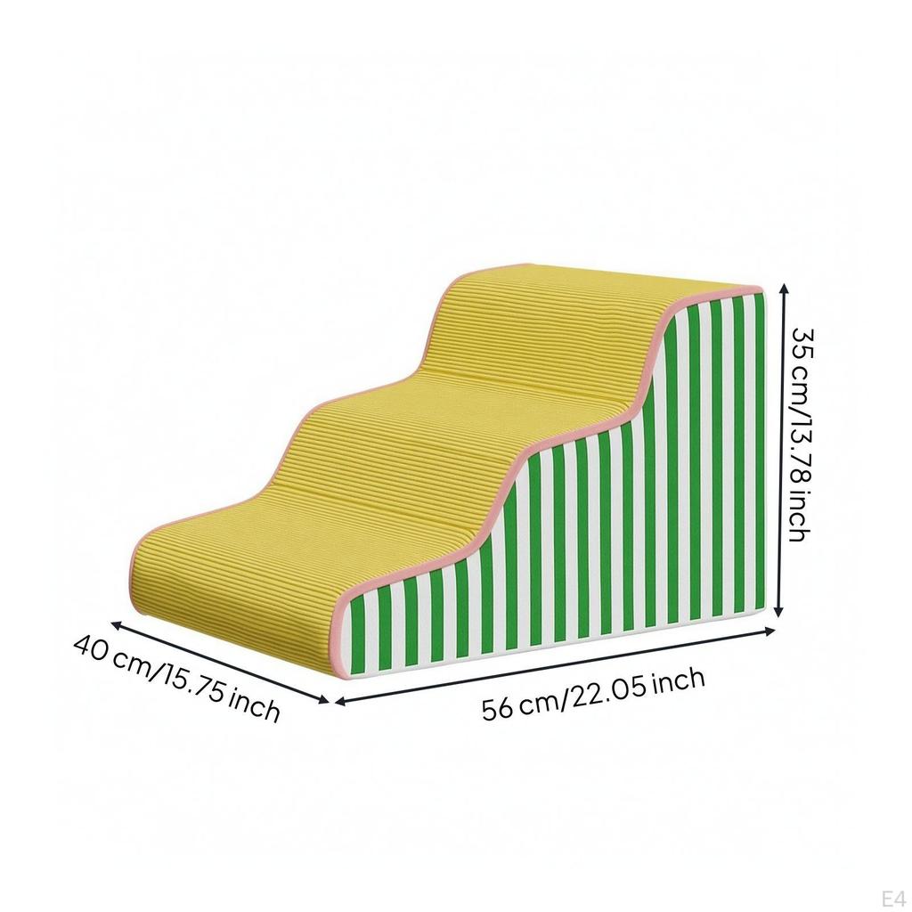 Foam Dog Stairs | Easy to Clean, Sturdy, Pet Steps with Washable Cover, for Sofa 2step Yellow Green
