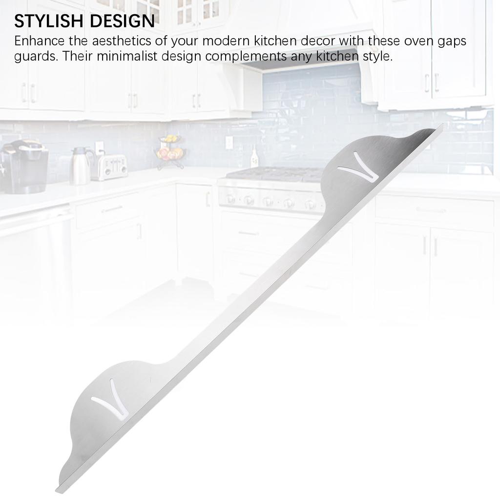 2PCS Stainless Steel Stove Counter Gaps Cover Heat Resistant Stove Gaps Guards Range Trim Kit for Kitchen Silver