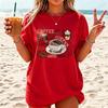 2026 New Trendy 3D Women's Coffee Pattern Printed T-Shirt, Street Casual Short Sleeve Top, Fashionable
