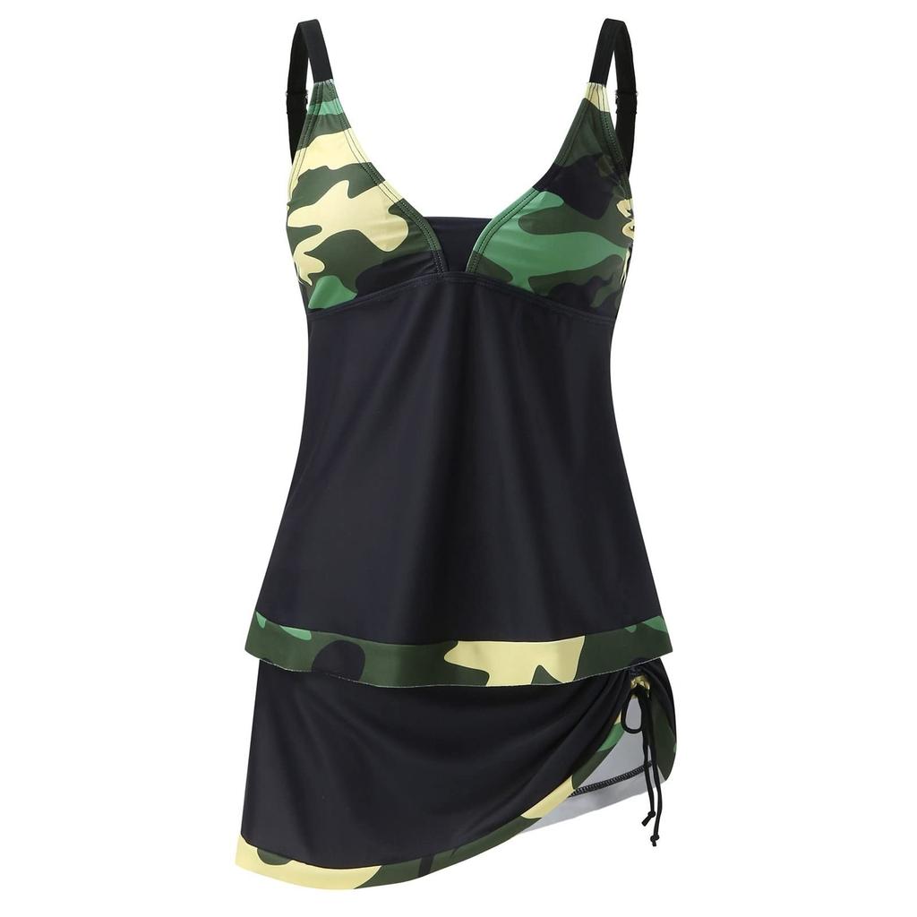 Damen-Badeanzug mit bedrucktem Panel, geteilt, flacher Winkel, großer Badeanzug