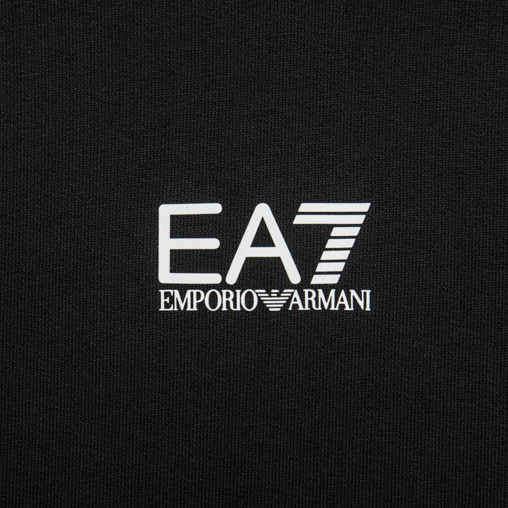 Emporio Armani EA7 FW24 Jednolita Bluza z Kapturem i Długim Rękawem z Nadrukiem Logo Męska bluza Czarny 8NPM32-PJVRZ-1200
