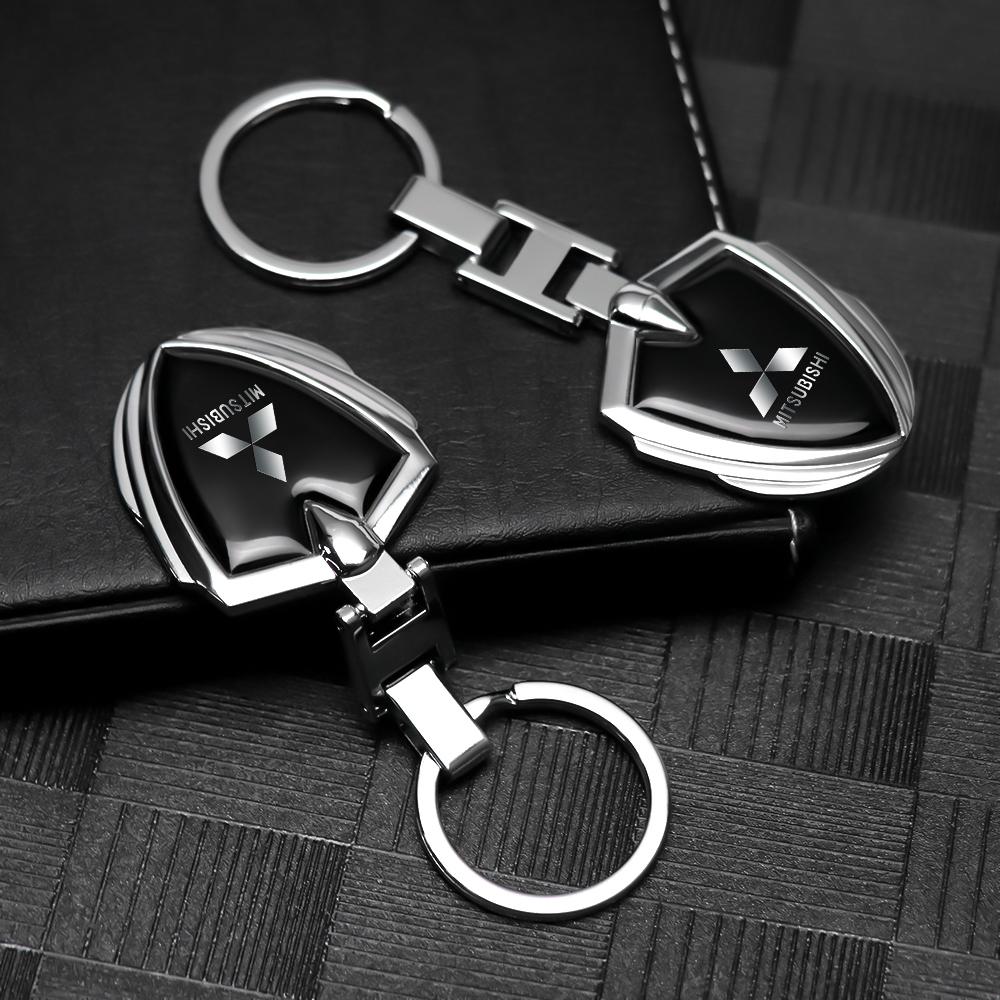 cyhk7 3D Metal Key Rings Car Logo Emblems Keychain Accessories For Mitsubishi 9 Ralliart X ASX L200 Colt Outlander Pajero Cross Triton