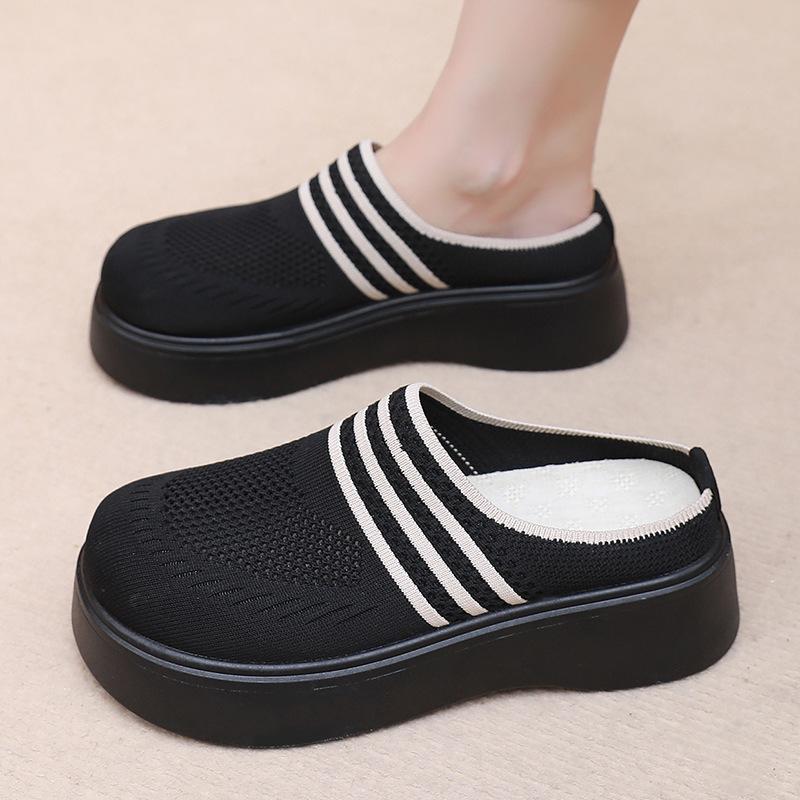 Slippers Women's Summer New Bag Head Mesh Breathable Thick-soled Women's Slippers Wear Non-slip Soft-soled Fashion Women's Shoes