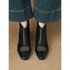 Foreign Style Small Short Boots Women's Boots Spring and Autumn Single Boots Round Head Medium Heel Thick Heel Rear Zipper Brown 