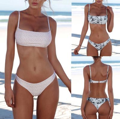 Women's Summer Fashion Sexy Print  Waist Split Sling Bikini Swimsuit Set