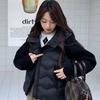 Winter New Cotton-padded Women's Short Short Small Knitted Splicing Cotton-padded Jacket Light and Warm Fake Two-piece Cotton-padded Women