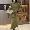 Women's Cozy High Neck Zipper Over-the-Knee Knitted Dress for Autumn & Winter