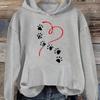 Women's Heart & Paw Print Casual Hoodie - Cozy Polyester Pullover