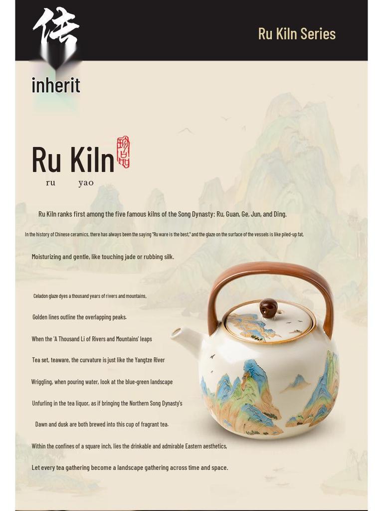 "A Thousand Li of Rivers and Mountains" Luxury Tea Set – Teapot & Teacups Gift for Teachers, Elders, Leaders