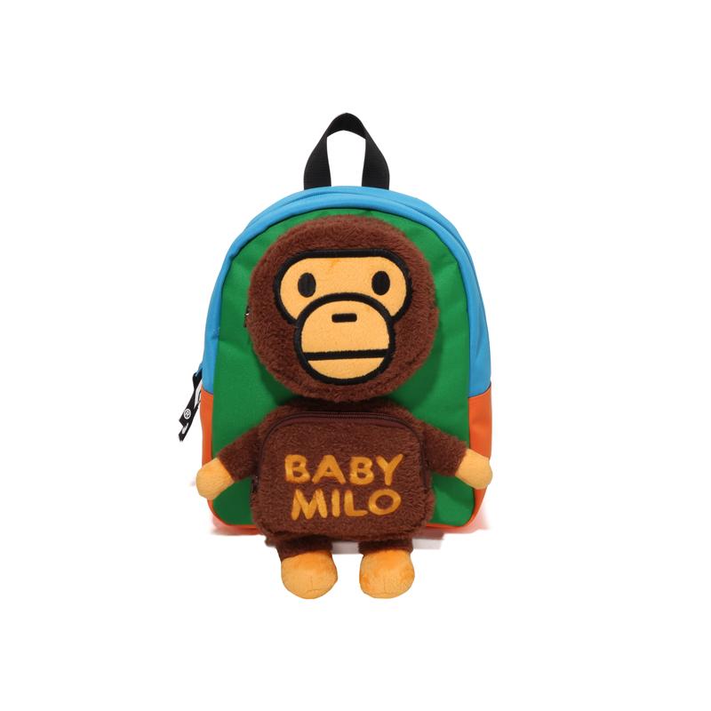 A Bathing Ape Baby Milo Plush Cartoon Monkey Color Block Fabric Backpack Kids backpacks colorful 0ZXBGK003893Q Multicolor MLX