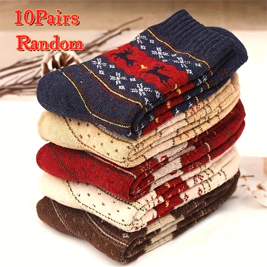 5 Pairs of Cozy Reindeer Print Mid-Calf Socks - Warm, Thick Christmas Socks for Women, Festive Animal Design Christmas Socks
