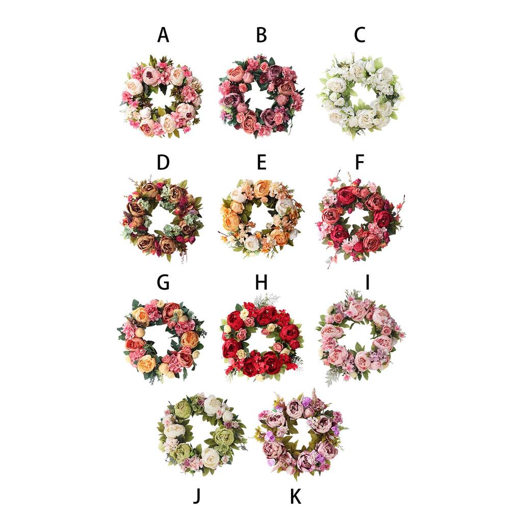 Handmade Peony Flowers Artificial Wreath Spring Garland 40cm Hanging Holiday Decorative Photography Props