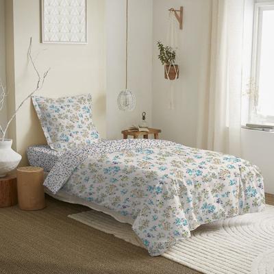 Conjunto de edredom reversível Tanya ciano para cama de 90 x 190 cm