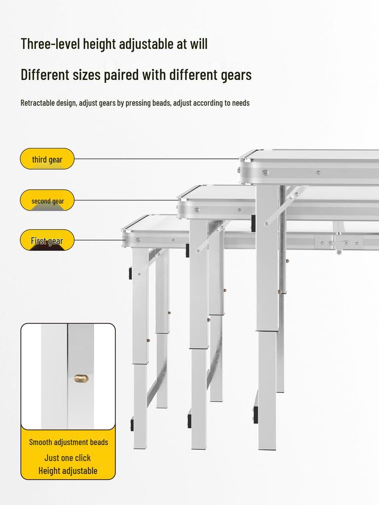 Adjustable Height Aluminum Folding Picnic Table & Chairs Set for Outdoor Camping & BBQ