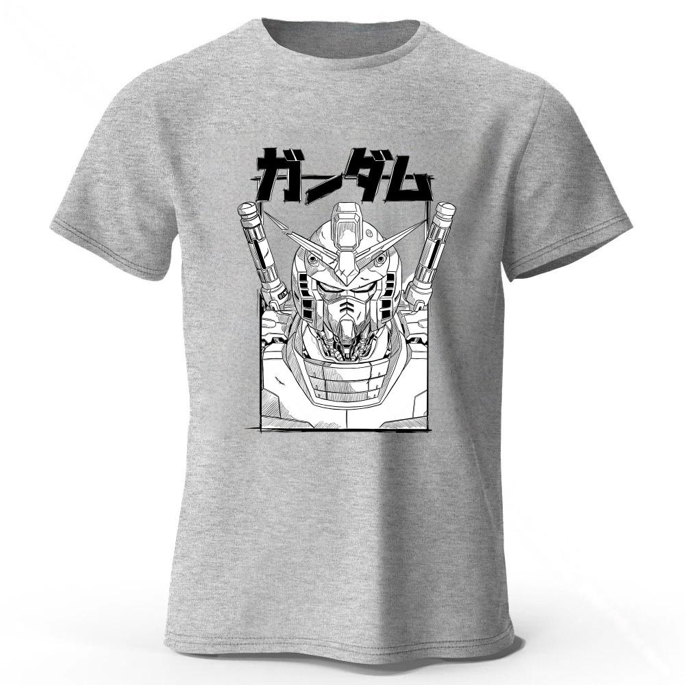 

Retro Mobile Suit Gundam Cotton T-shirt Unisex Daily Casual Versatile Comfortable Plus Size Short Sleeves Tops XXXL серый